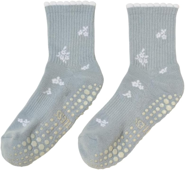 Shapes Studio Crew Half Calf Grip Socks, Cutest Fruits Pilates Socks, Ruffle socks, Non-Slip, Barre Yoga Fitness - Image 1